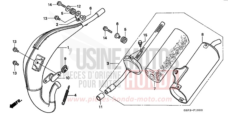EXPANSIONSKAMMER von CR80R "große Räder" NEUCLEAR RED (R177) von 1996